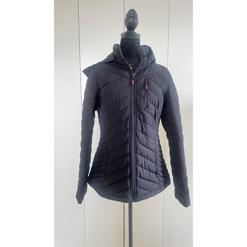 Nautica Navy Blue Quilted Puffer Lightweight Coat with Removable Hood